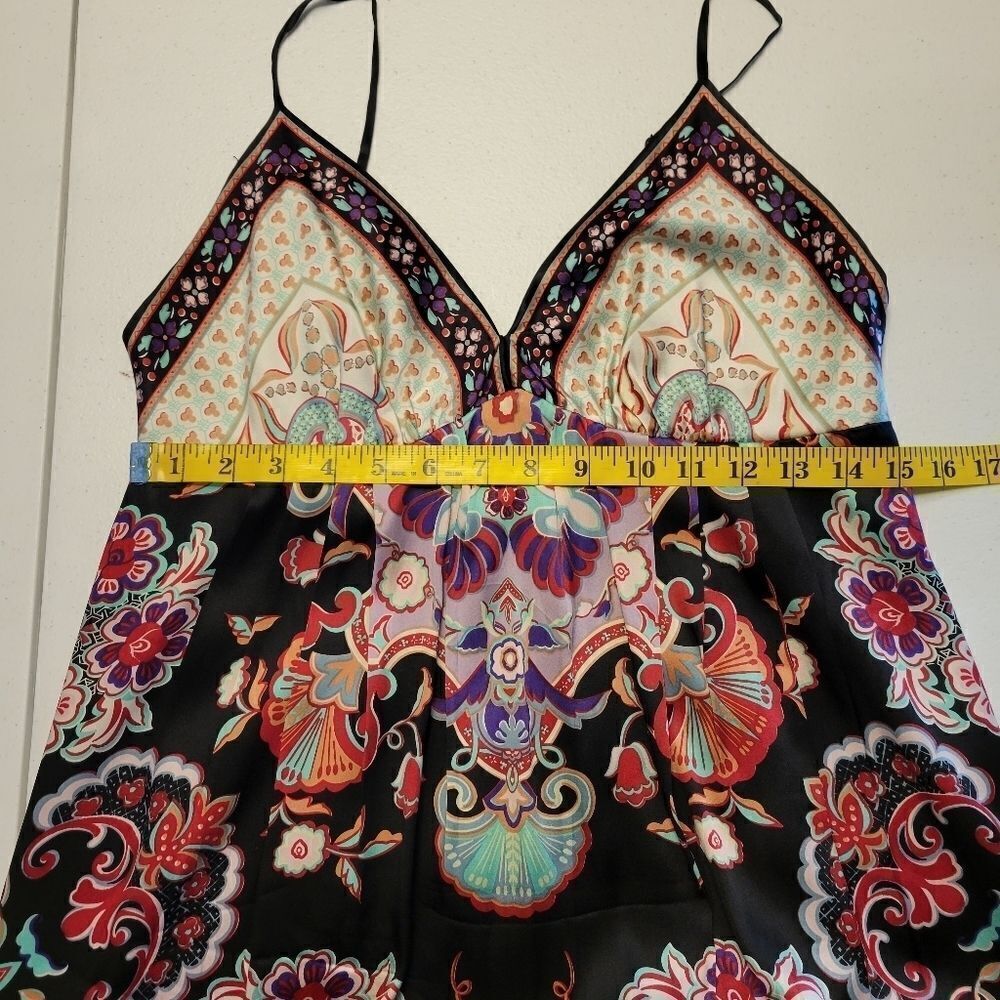 eci Y2K  Silk Satin Floral Midi Dress Women's Size 6 Boho - Picture 9 of 13